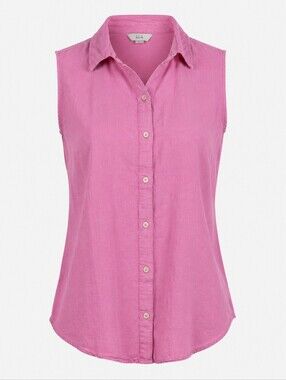 Croft & barrow Rose Pink Plus Size Sleeveless Button-Front Linen Casual Top 2X